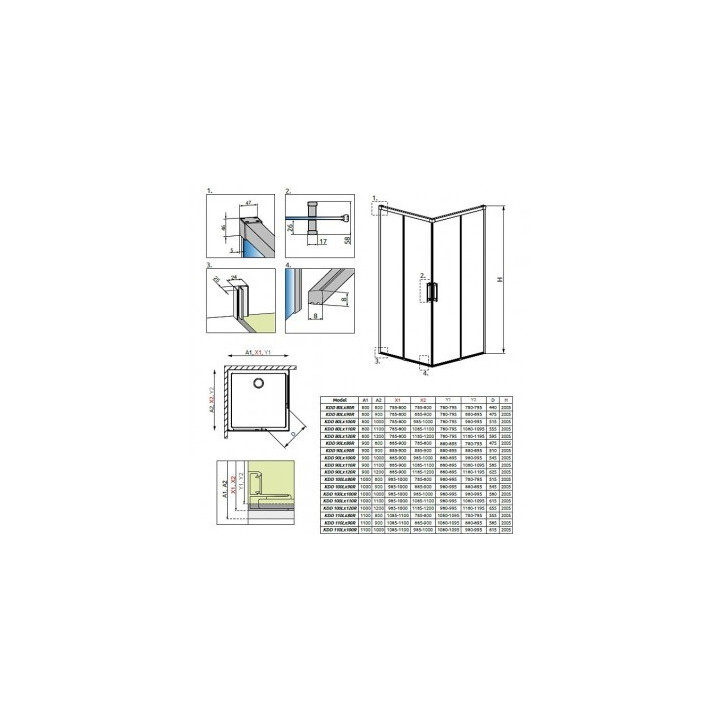 Sprchový kút sklo číre chróm 90x80cm Radaway Idea KDD- sanitbuy.pl