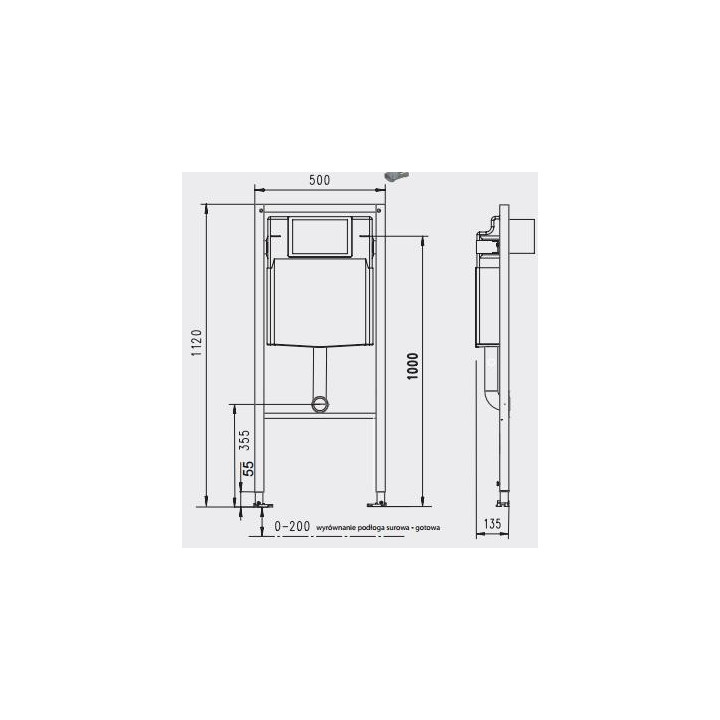 Montážní prvek samodzielny WC 45 cm JomoTech SLK Plus WERIT z spłuczką i spłukiwaniem dwudzielnym- sanitbuy.pl