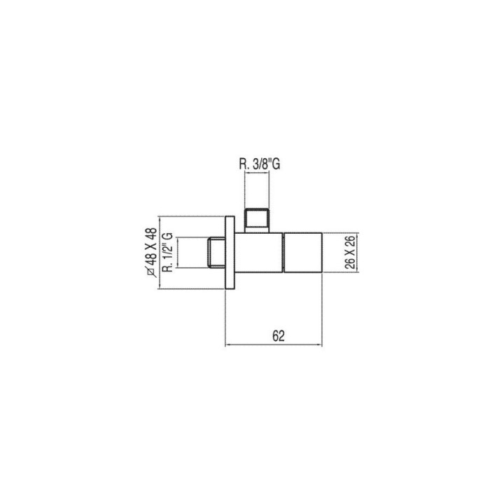 Tres Cuadro ventil rohový do bateri 1/2x3/8 ozddobny- sanitbuy.pl