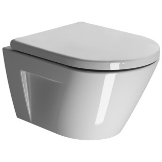 Misa WC GSI Kube 55x36cm Závěsná bez splachovacieho kruhu s pozvoľným sklápaním sedadlo + Súprava mocujący, biela- sanitbuy.pl