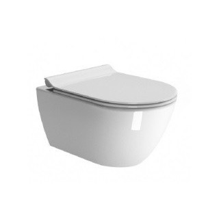 Misa WC GSI Norm 55x36cm Závěsná bez splachovacieho kruhu s pozvoľným sklápaním sedadlo + Súprava mocujący, biela- sanitbuy.pl