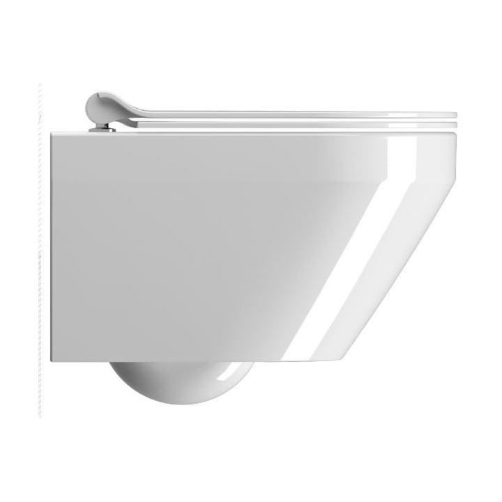 Misa WC GSI Pura 50x36cm Závěsná bez splachovacieho kruhu s pozvoľným sklápaním sedadlo + Súprava mocujący, biela- sanitbuy.pl