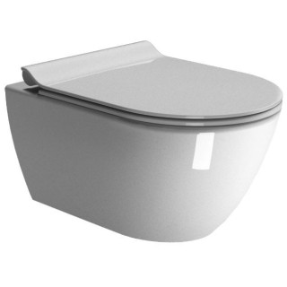 Misa WC GSI Pura 50x36cm Závěsná bez splachovacieho kruhu s pozvoľným sklápaním sedadlo + Súprava mocujący, biela- sanitbuy.pl