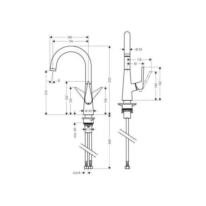 Drezová batéria Hansgrohe Talis S 220, páková, chróm- sanitbuy.pl
