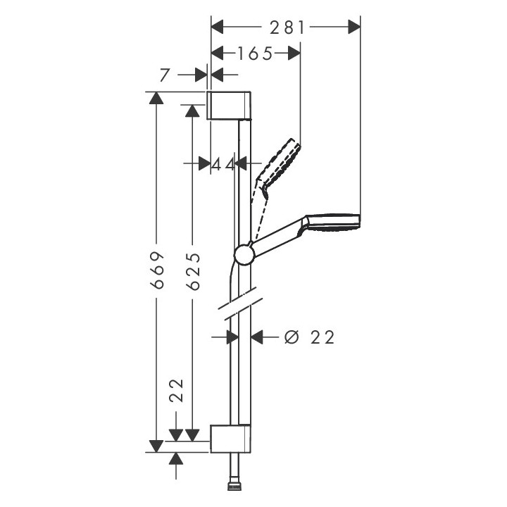 Sprchový set Hansgrohe Crometta 1jet Unica 0,65m, biely/chróm- sanitbuy.pl