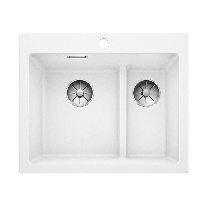 Zlew konglomeratowy Pleon 5 Split Blanco Silgranit 615x510 mm 2x zátka InFino z sitkiem, perłowoszry- sanitbuy.pl