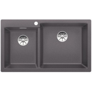 Blanco Pleon 9 Drez granitowy Silgranit PuraDur dwukomorowy 86x50 cm bez automatickej zátky, antracit- sanitbuy.pl