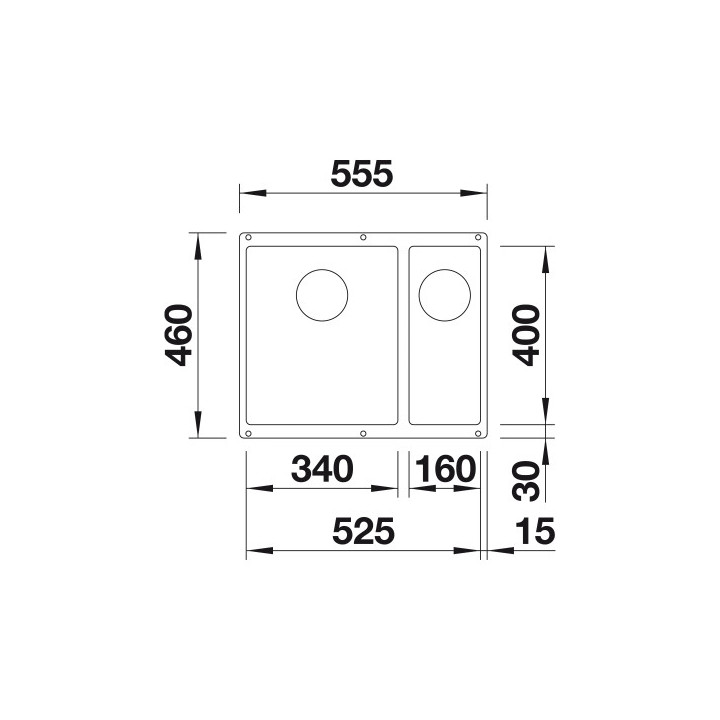 Drez Blanco Subline 340/160-U Siligranit PuraDur 55,5x40cm LEWY bez automatickej zátky, antracit- sanitbuy.pl