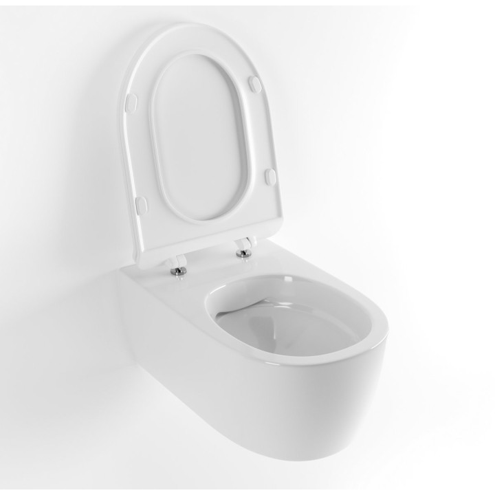 Misa wc Závěsná Excellent Bull bez splachovacieho kruhu 53 x 36 cm v sade s pozvoľným sklápaním sedadlo - biela