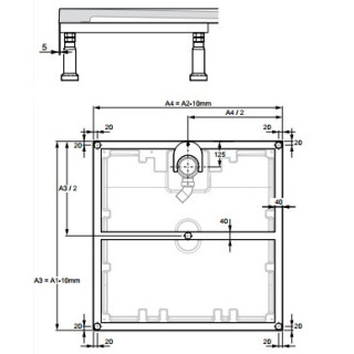 Montážní prvek Huppe EasyFlat dla sprchová vanička veľkosť 90x90cm
