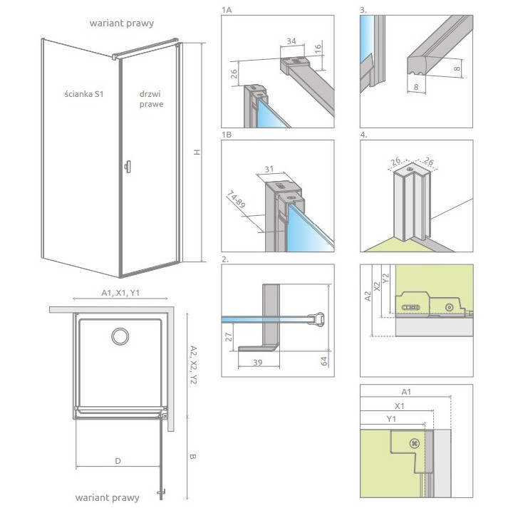 Sprchový kút Radaway Modo X I 120, przejrzysta, 1180x2000mm