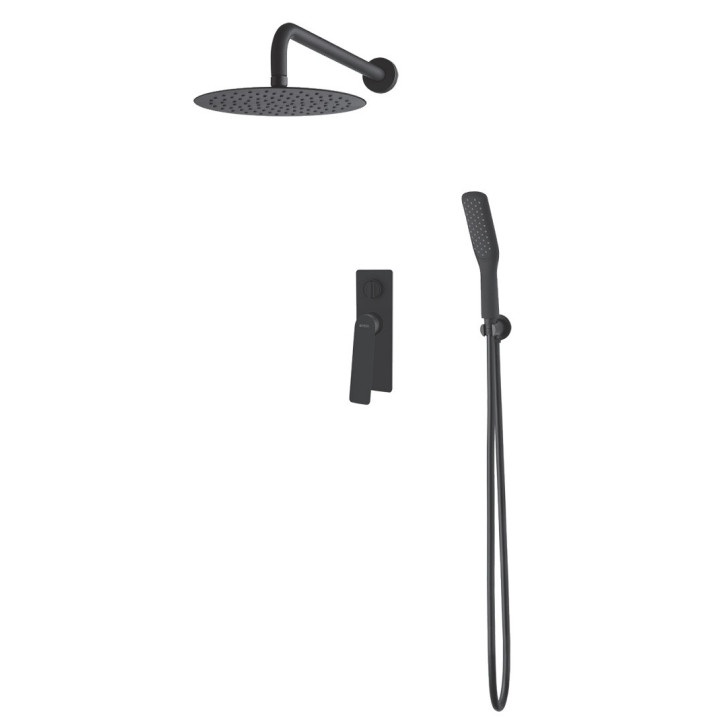 Sprchový set podomietkový Vedo Desso Nero, Horná sprcha 25cm, čierna matnéný