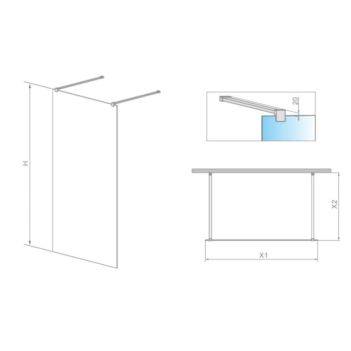 Sprchový kút Radaway Modo X I 120, przejrzysta, 1180x2000mm