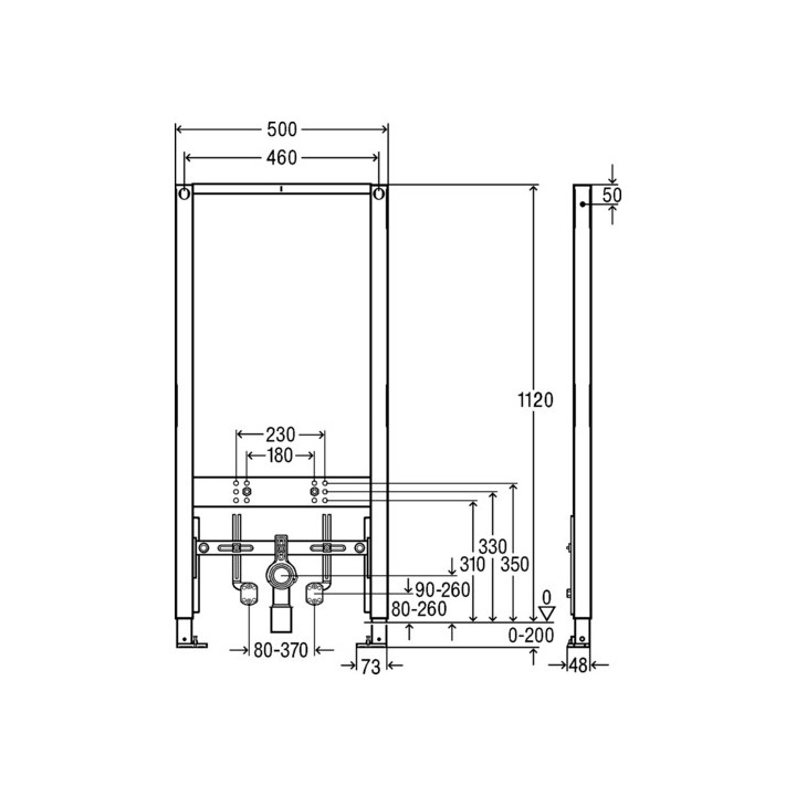 Modul podmietkowý do WC Viega Prevista Dry, regulacja wysokości zawieszenia misy, 1120mm 
