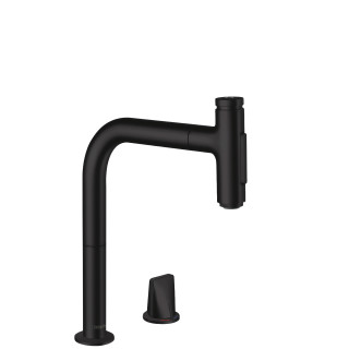 Drezová batéria 2-otvorová Hansgrohe M7120-H200, páková, výsuvná sprcha, čierna matnéný