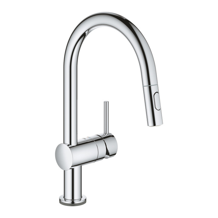 Elektronické drezová batéria Grohe Minta Touch, páková, výsuvná sprcha, chróm