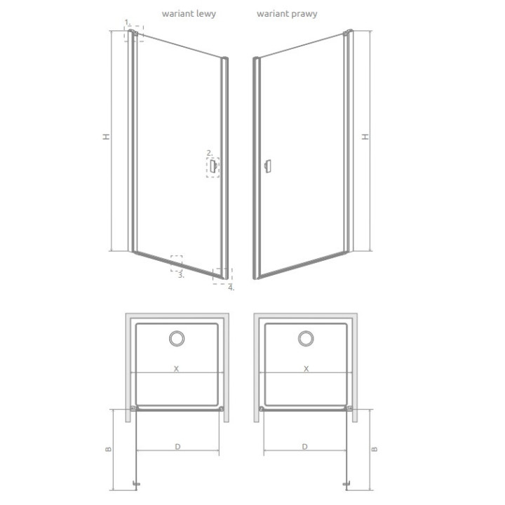 Dverí sprchové Radaway Nes KDS II 120, ľavé, 1200x2000mm, strieborná profil