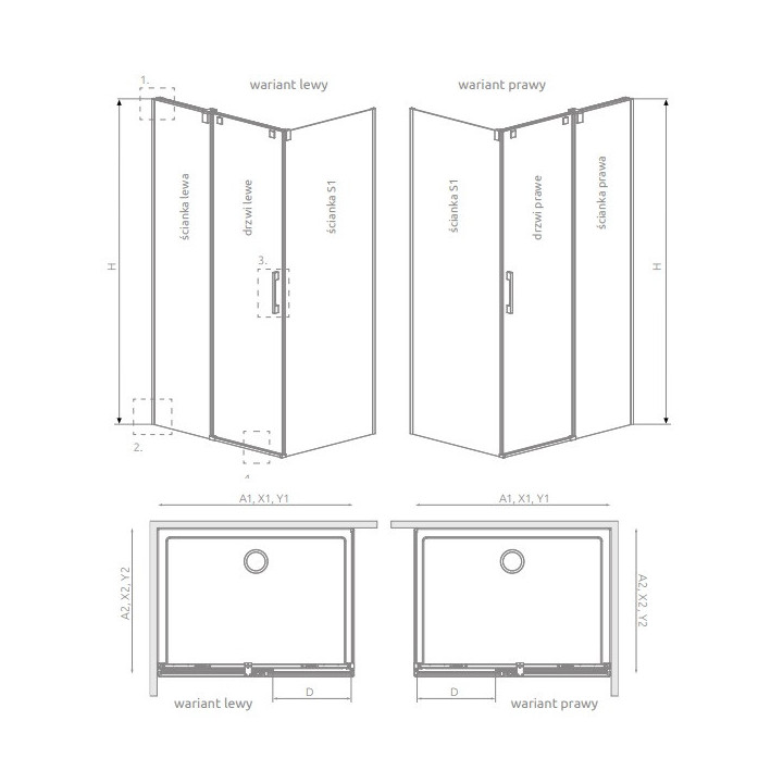 Front kúty prysznicowej Radaway Espera Pro KDJ 100, levý, 1000x2000mm, profil chróm