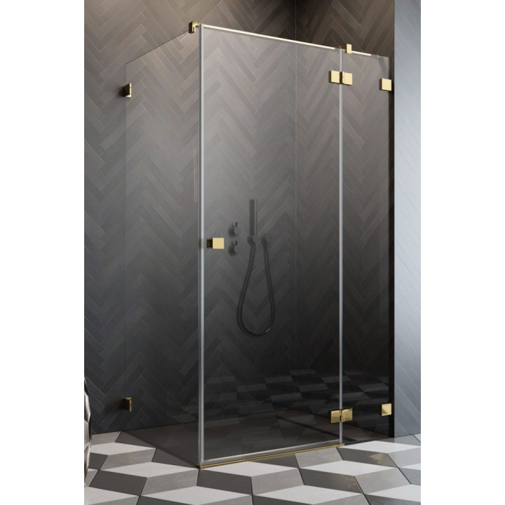 Časť pravé kúty Radaway Essenza Pro Black PDD, 1000x2000mm, sklo číre, zlatý profil