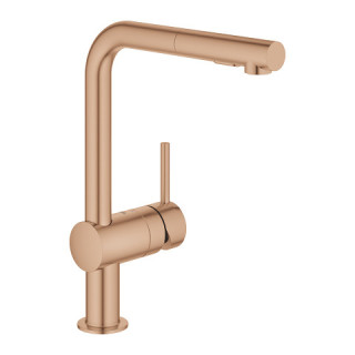 Drezová batéria s výsuvnou sprchou GROHE Minta 1/2" na postavení, wys. 328 mm, páková - brushed warm sunset