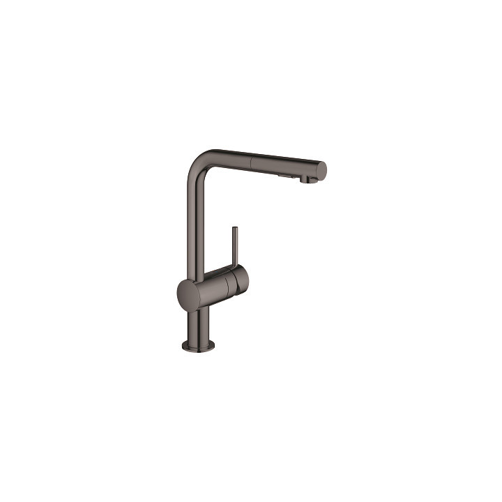 Drezová batéria s výsuvnou sprchou GROHE Minta 1/2" na postavení, wys. 328 mm, páková - hard graphite