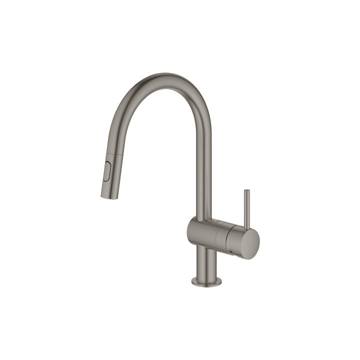 Drezová batéria s výsuvnou sprchou GROHE Minta 1/2", páková - brushed hard graphite