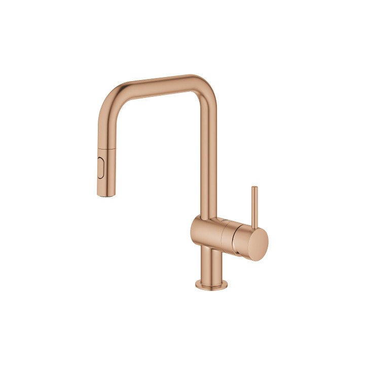 Páková drezová batéria s výsuvnou sprchou Grohe Minta, DN 15 - brushed warm sunset