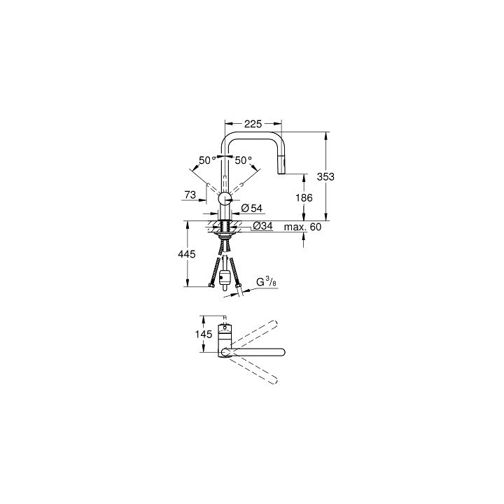 Páková drezová batéria s výsuvnou sprchou Grohe Minta, DN 15 - brushed hard graphite