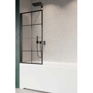 Vaňová zástena Radaway Nes 8 Black PND I, levý, składany, sklo číre, 140x150cm, čierna profil