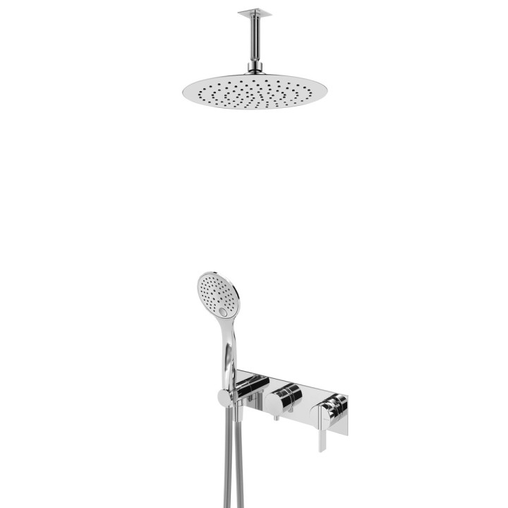 Sprchový set Bruma Breeze, podomietkový, Horná sprcha s ramenom nastenným 350mm, sluchátko 3-funkčná, chróm