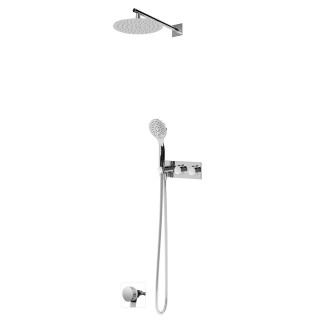 Sprchový set Bruma Breeze, podomietkový, Batéria termostatická, Horná sprcha s ramenom nastenným 350mm, sluchátko 3-funkčná, chr