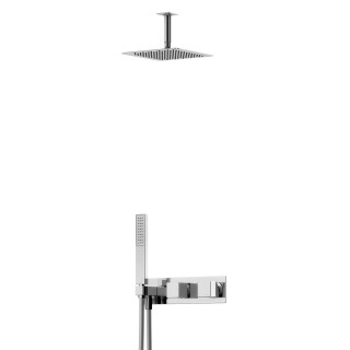 Sprchový set Bruma Adamastor, podomietkový, Horná sprcha 250x250mm s ramenom nastenným 350mm, sluchátko 1-funkčná, chróm