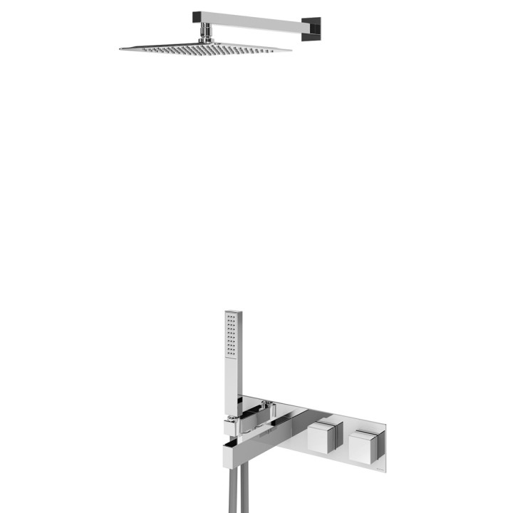 Sprchový set Bruma Adamastor, podomietkový, Horná sprcha 250x250mm s ramenom nastenným 350mm, sluchátko 1-funkčná, chróm