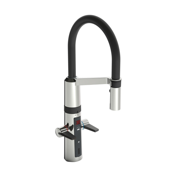 Drezová batéria Oras Optima, funkcja bezkontaktná, wyświetlacz temperatury, inteligentny ventil do zmywarki, výška 294mm, 230/5 
