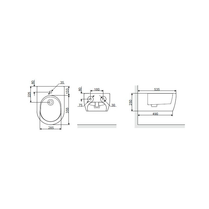 Závesný bidet Excellent Doto, 54x53cm, biely