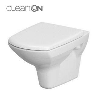 Misa zawieszana Cersanit Arteco CleanOn, bezkołnierzowa, zaoblená, 52,8x35,5cm, duroplastowa sedadlo s pozvoľným sklápaním, biel
