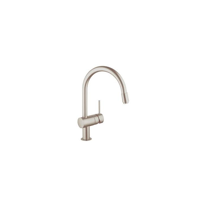 Bateria kuchenna Grohe Minta z wyciąganą wylewką z perlatorem Supersteel- sanitbuy.pl