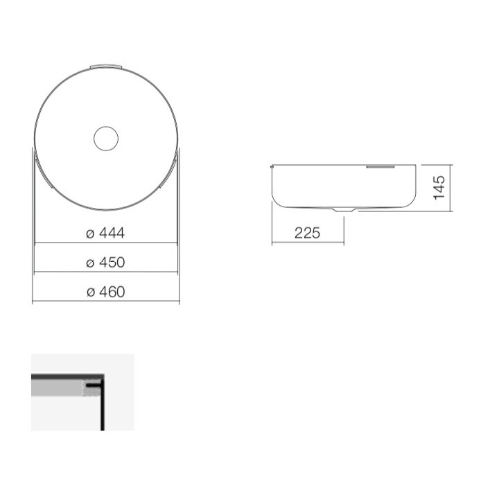 Umývadlo pod dosku Alepe Sondo SO-Series, okrúhla, 444mm, bez prepadu, vstavaná pod warstwą laminatu, UB.SO450.1, biela
