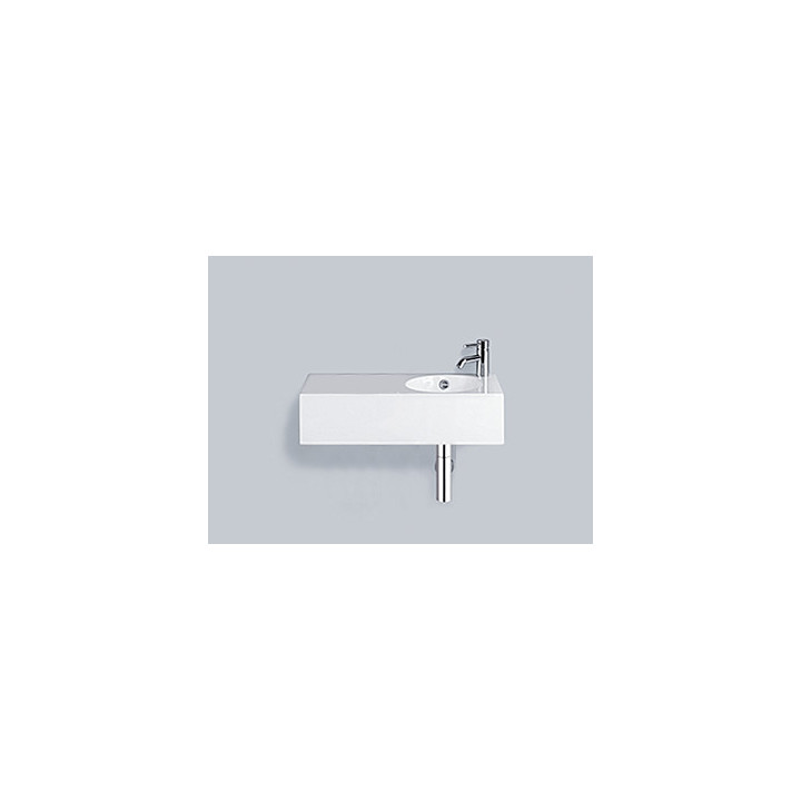 Umývadlo závesné Alape Scopio IC-Series, obdĺžniková, 600x325mm, z prepadom, otvor na batériu, polička s pravé, WT.IC600H.L, bie
