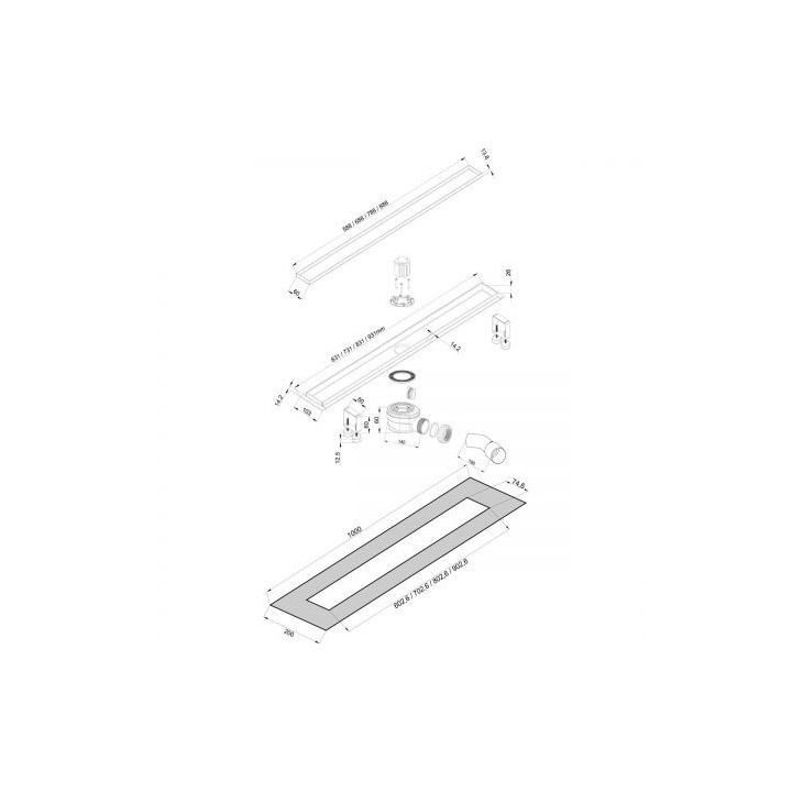 Žľab Oltens Langan 80, univerzálny, 80cm, kompletná, 2w1, nerez