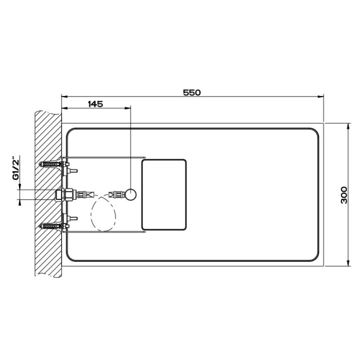 Horná sprcha Gessi Tondo 300, montáž do stieny, 3mm grubości, mirror steel