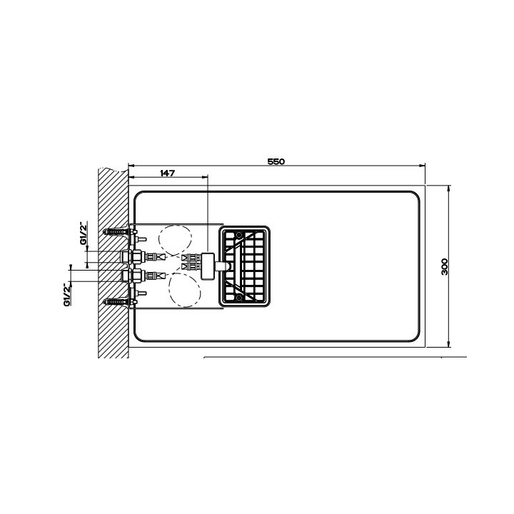 Horná sprcha Gessi Quadro 300, montáž do stieny, 3mm grubości, mirror steel