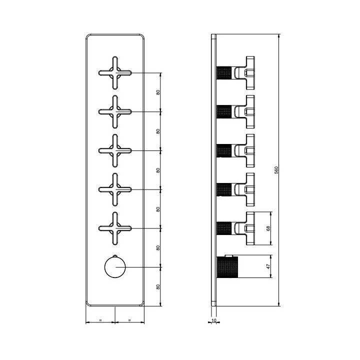Batéria sprchová Gessi Inciso Wellness, podomietková, termostatická, 5 wyjść vody, chróm