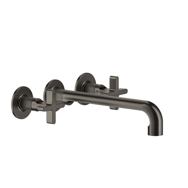 Umyvadlová batéria 3-otvorová Gessi Inciso, stenová, výtokové rameno 210mm, uchwyty krzyżowe, chróm