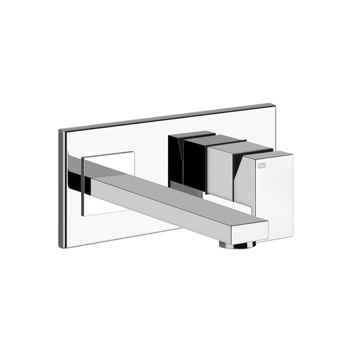 Umyvadlová batéria Gessi Rettengolo, stenová, výtokové rameno 147mm, prvok na stěnu, chróm