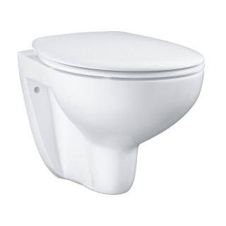 Závesné wc Grohe Bau Ceramic, 53x37cm, bez kołnierza, s pozvoľným sklápaním sedadlo, alpská bielaa