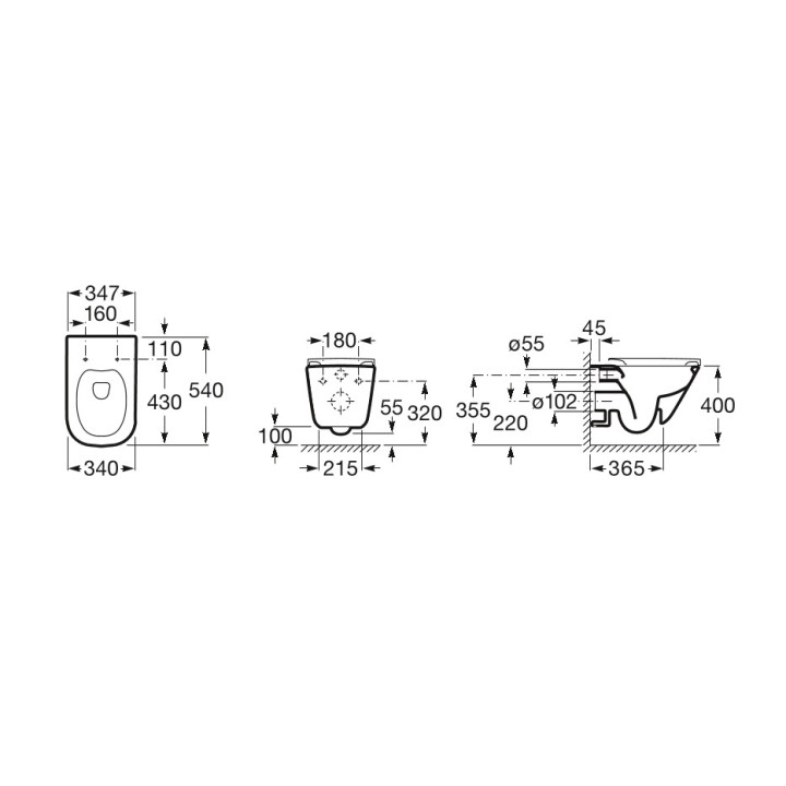 Misa závesné WC Roca Gap Rimless Round, 54x35,5cm, bez kołnierza, s pozvoľným sklápaním sedadlo slim duroplast, biela