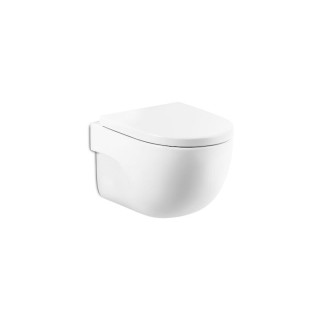 Misa závesné WC Roca Gap Rimless Square, 54x37,5cm, bez kołnierza, s pozvoľným sklápaním sedadlo ultraslim, biela
