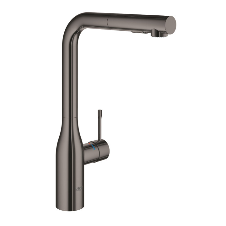 Drezová batéria Grohe Essence, výška 348mm, výsuvná sprcha, 2 prúdy, brushed hard graphite