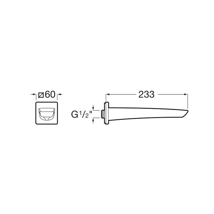 Výtokové rameno vaňová Roca Insignia, 233mm, chróm